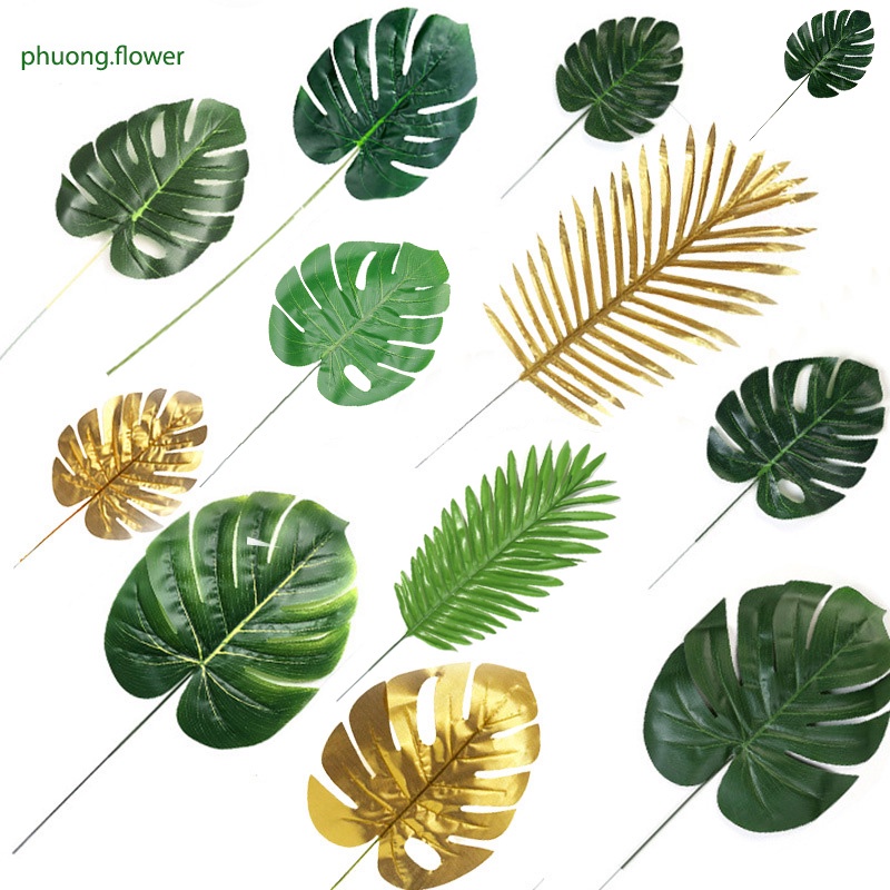 Lá trầu bà giả lá rùa lá cọ nhân tạo đủ size giống thật trang trí nhà cửa decor văn phòng phông nền chụp ảnh