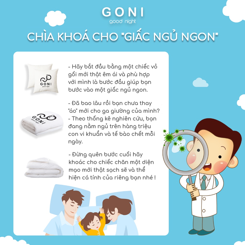 Bộ Chăn Ga Gối Cotton Tici GONI Drap Giường Màu Xanh Navy Trơn Đủ Kích Thước Trải Nệm Không Kèm Ruột