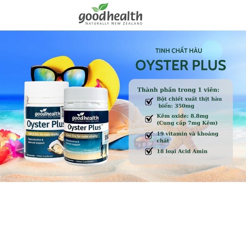 Tinh chất hàu New Zealand Good Health Oyster Plus tăng cường sinh lý nam giới hộp 60v