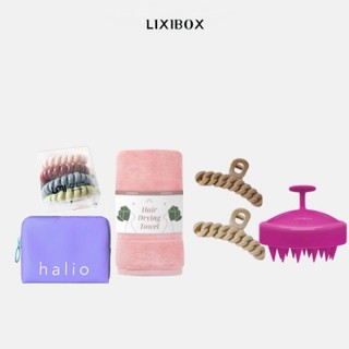 Combo túi, lược, khăn quấn, combo 2 kẹp tóc vintage nude & choco, set 4 cột tóc lò xo umi