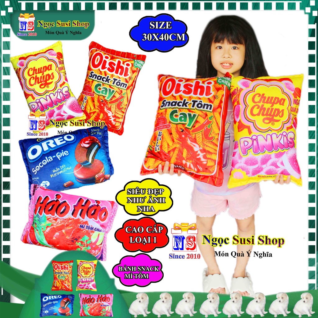 GỐI ÔM HÌNH BÁNH SNACK GÓI MÌ NHỒI BÔNG SIÊU MỀM MỊN CAO CẤP DỒN 100% GÒN