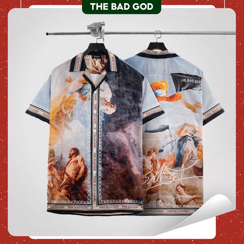 Áo sơ mi The Bad God White Horse cuban shirt
