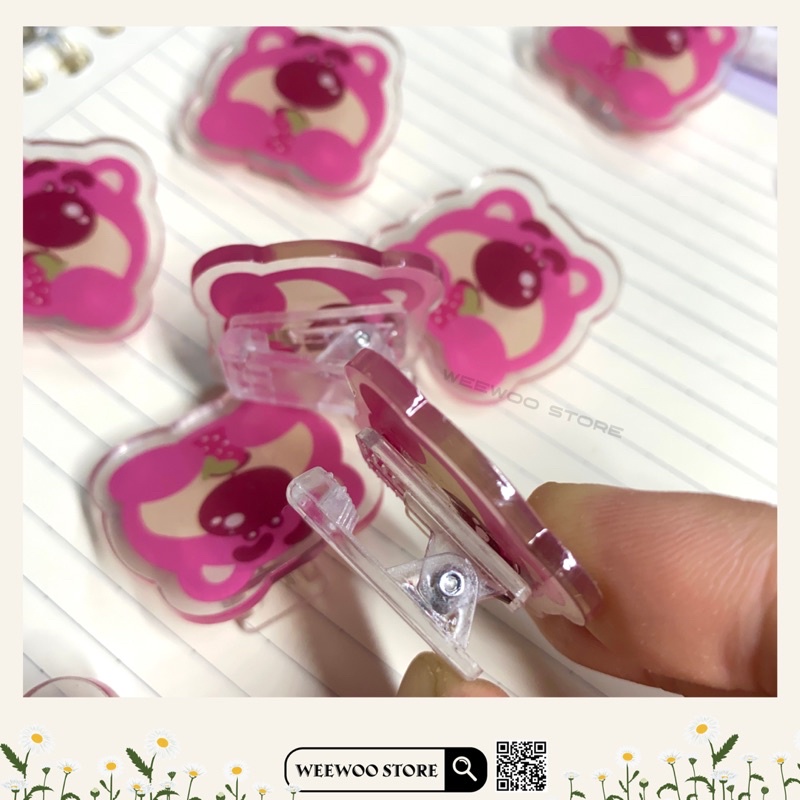 Kẹp sách, kẹp giấy hình gấu hồng dâu tây Lotso Bear dễ thương - WeeWoo Store