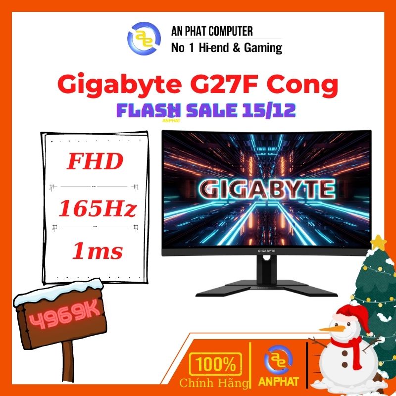 Màn hình Cong Gigabyte G27F  A_EK/AP Gaming 27 inch FHD VA 170Hz - Bảo Hành Chính Hãng 36 Tháng