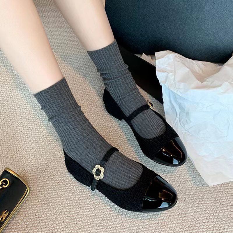 (S160) Giầy búp bê nữ gót 2 phân phối màu khuy ngang hoa (Mã Z65 / C866)