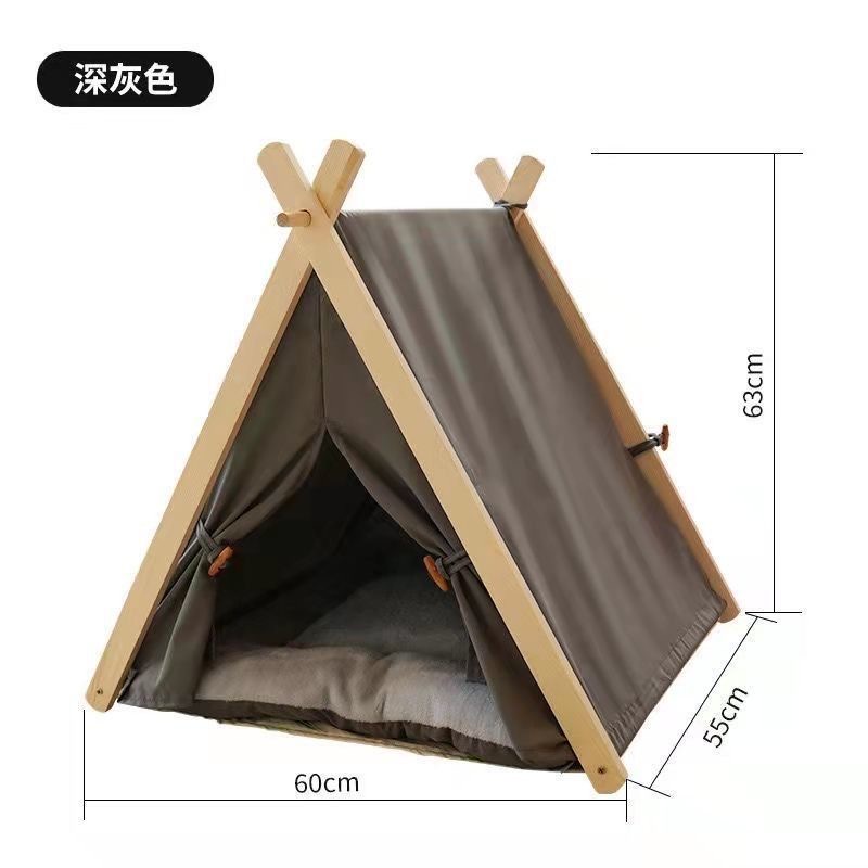 Elsabell. Lều Teepee Cho Thú Cưng Không Gian Rộng Lớn Di Động Giường Đa Năng Chó Và Mèo Màu Xám