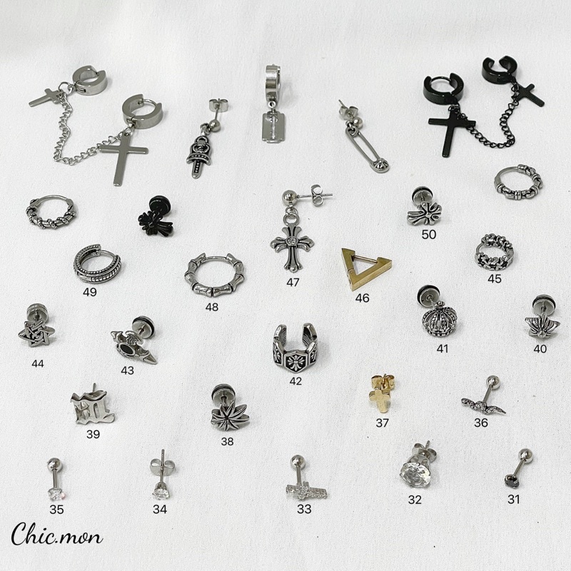Các mẫu khuyên tai nam nữ Chrome heart/Titan Unisex phong cách cá tính