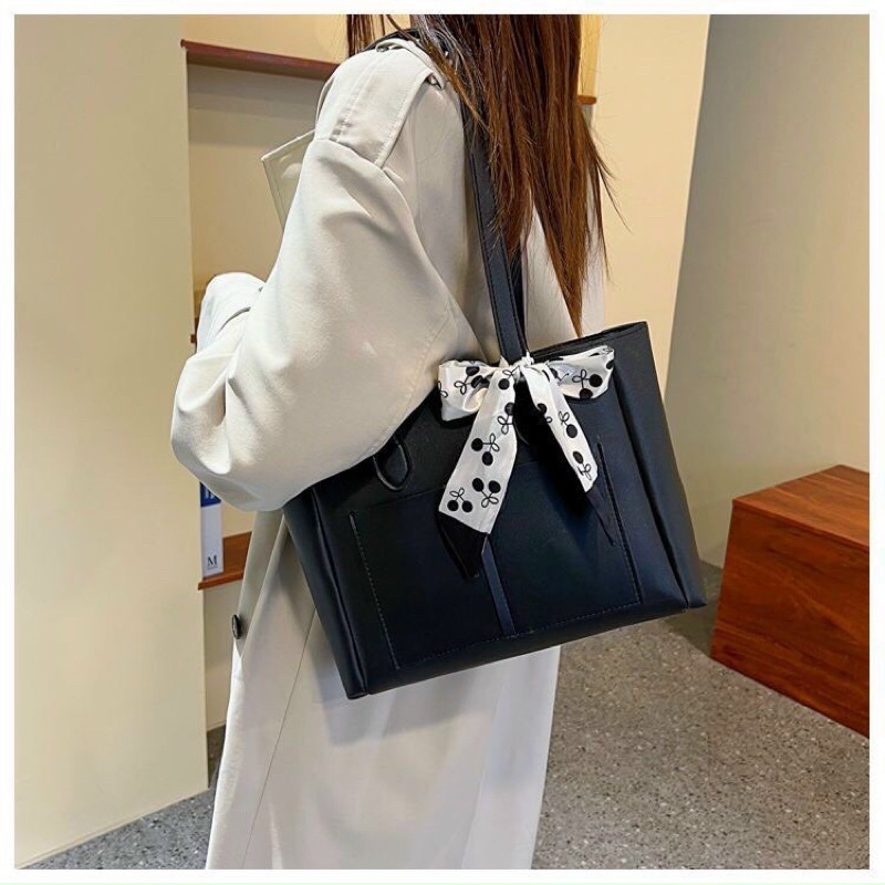 Túi tote da phối dây buộc nơ xinh xắn hiện đại đựng vừa A4, laptop đi chơi đi học đi làm phong cách công sở CV120