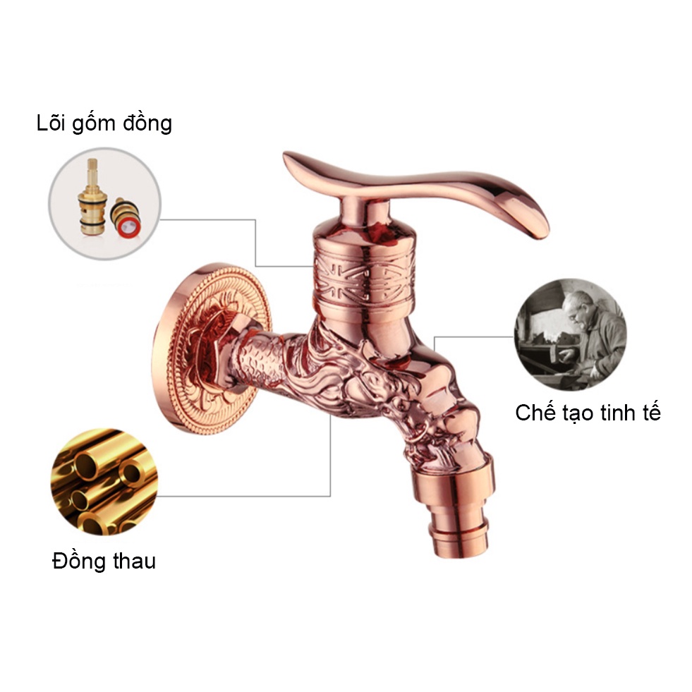 Vòi Xả Lạnh Gắn Tường Cổ Trang Hoàng Gia Hợp Kim Đồng Thau - Kiểu dáng tân cổ điển - Giormani Việt Nam