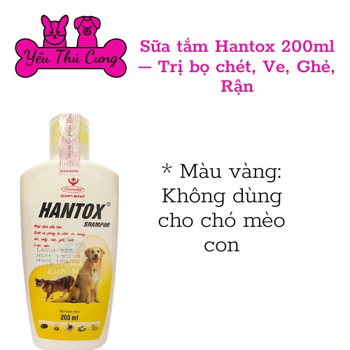 Sữa tắm diệt bọ chét ve rận trên chó mèo Hantox 200ml-YÊU THÚ CƯNG