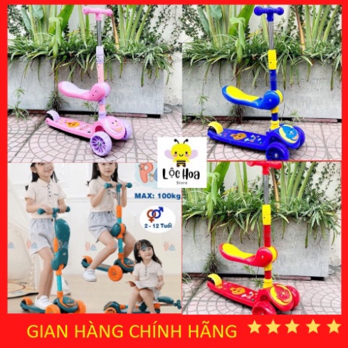🛴XE TRƯỢT SCOTTER 3 TRONG 1 CÓ GHẾ NGỒI + CÓ ĐÈN VÀ NHẠC/ XE TRƯỢT SCOOTER NHỰA -XÊ CÓ ĐÈN PHÁT SÁNG VÀ CÓ NHẠC.