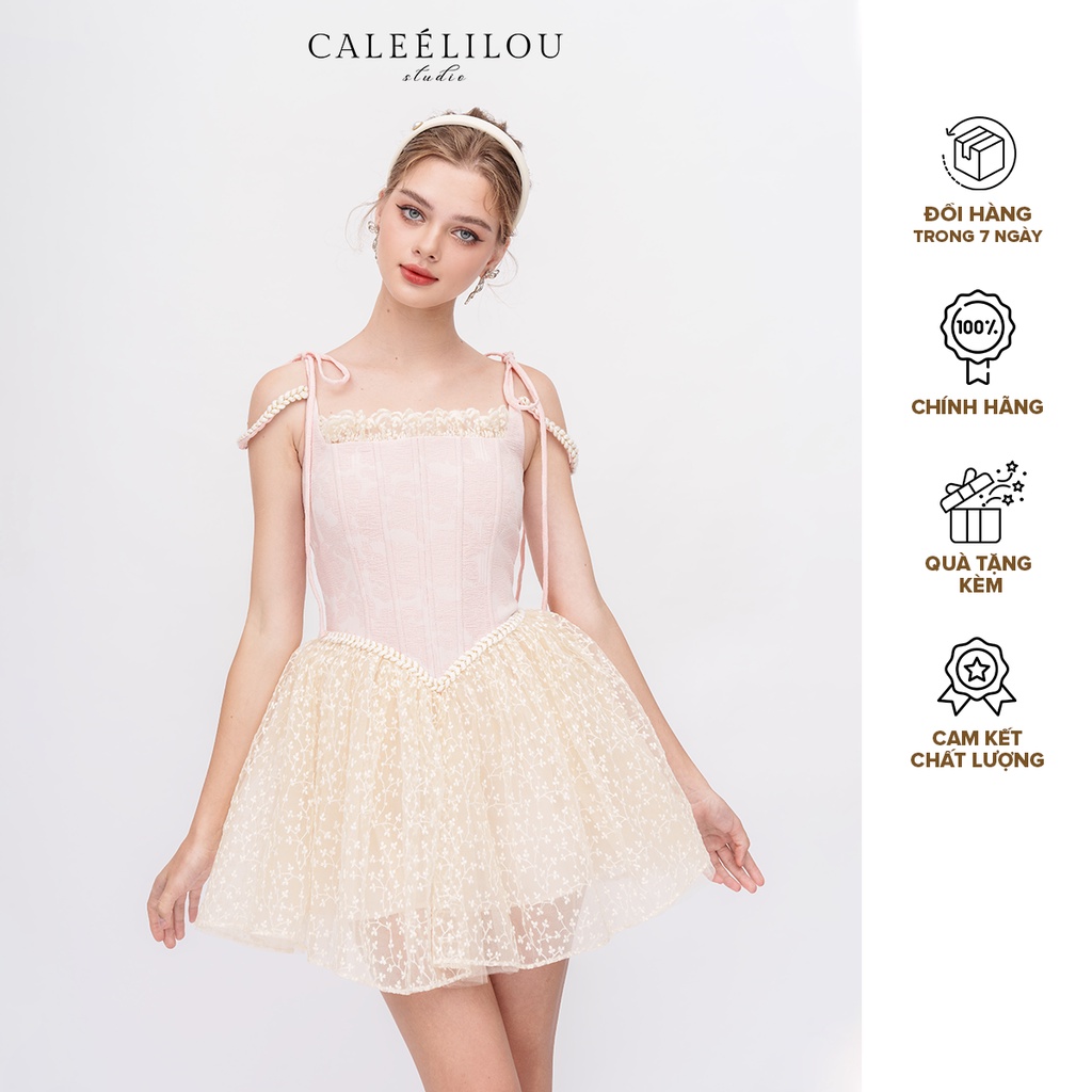 Caleelilou - Đầm Corset phối ren thêu Calista