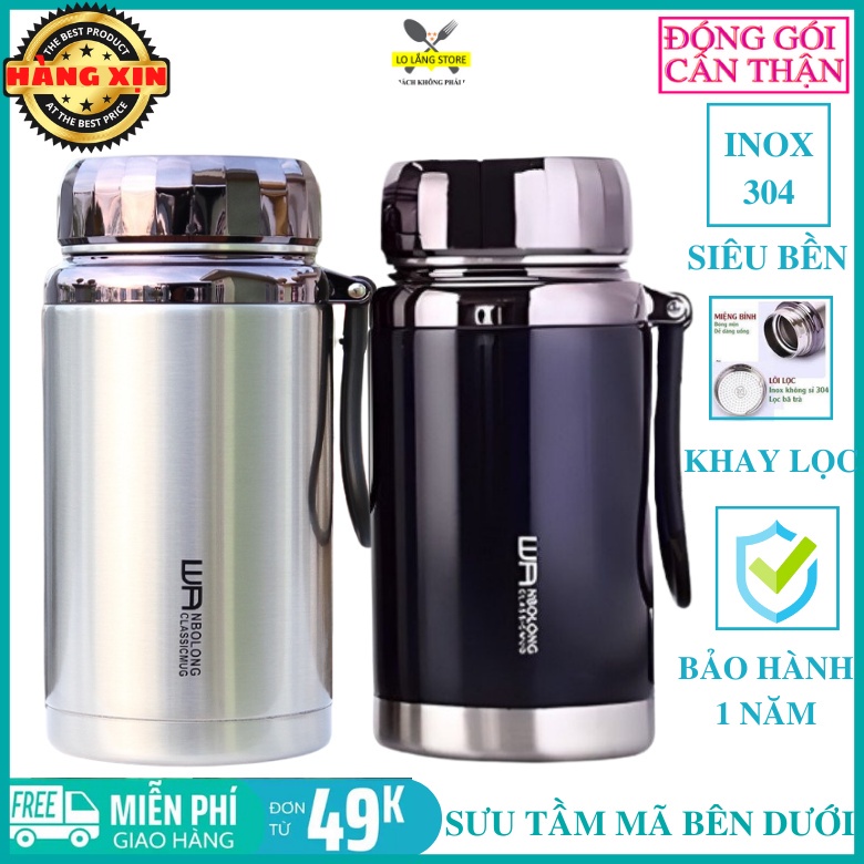 Bình giữ nhiệt BÉO LÙN 1000ml kim cương đựng nước giữ nhiệt inox 304 không gỉ có khay lọc đá và d