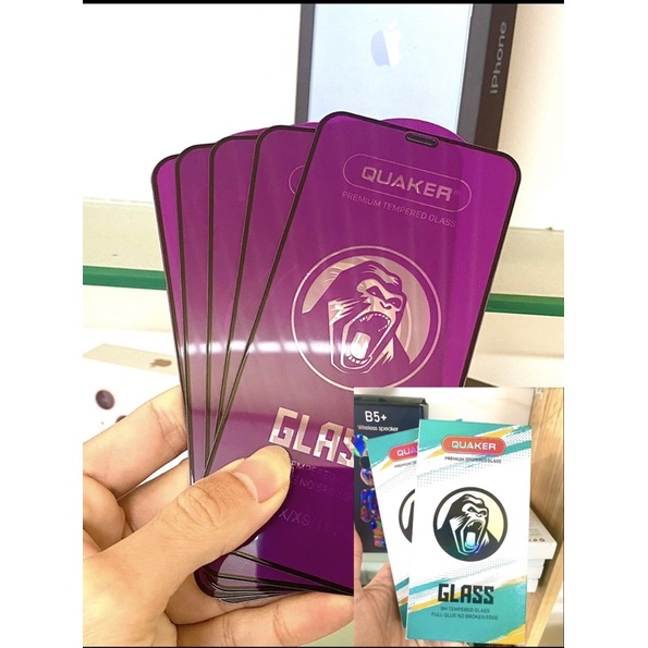 Cường lực quanker tím full màn dành cho iP, chống bụi, phủ nano, chống xước chống va đập