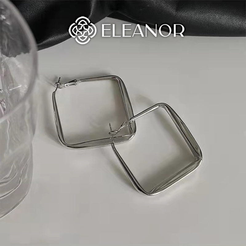 Bông tai nữ chuôi bạc 925 Eleanor Accessories thiết kế hình thoi viền trơn basic phụ kiện trang sức 5111