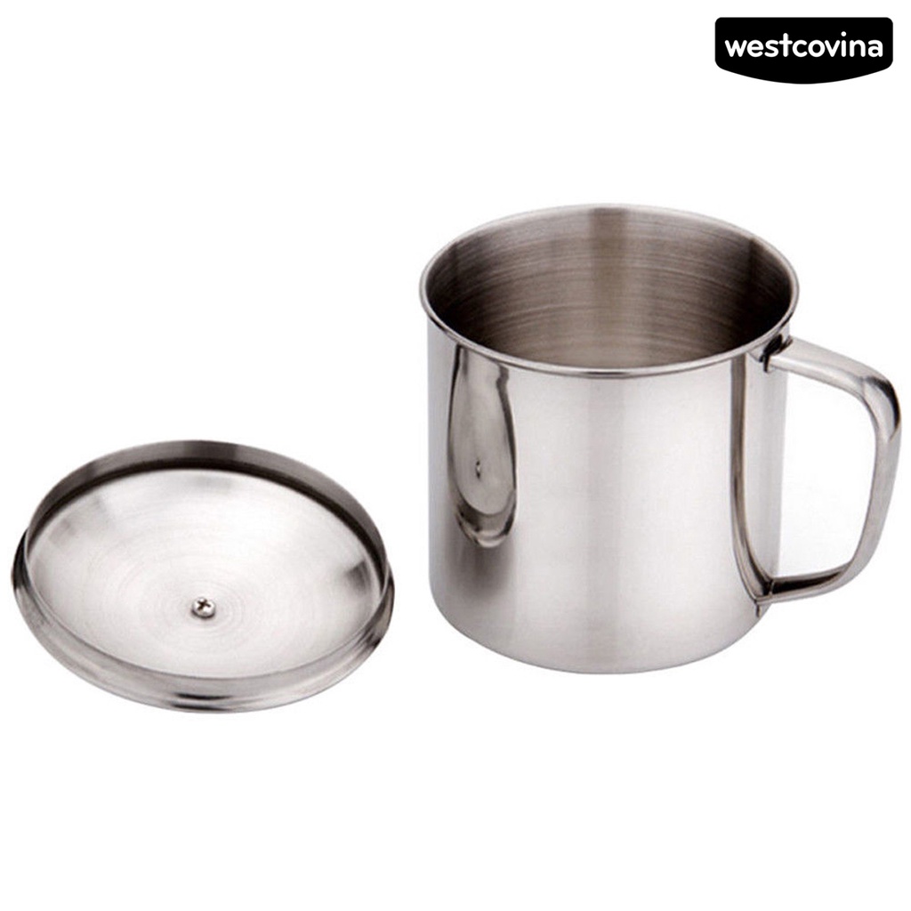 [WEST]⚘Cốc Uống Nước Bằng Thép Không Gỉ Thân Thiện Với Môi Trường Thiết Kế Tay Cầm Cho Cắm Trại