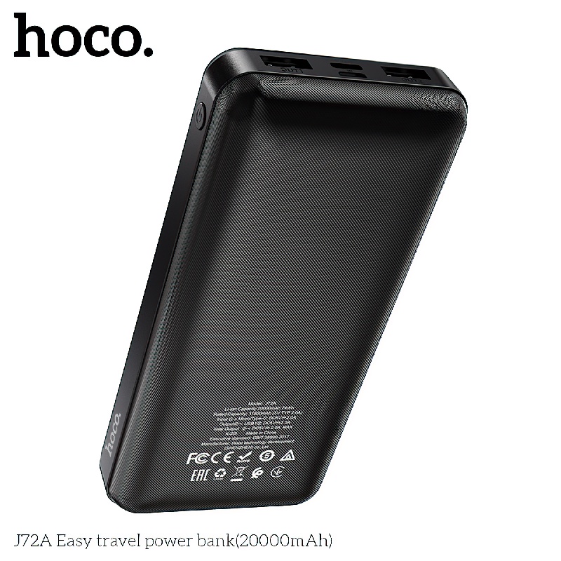 Sạc dự phòng HOCO J72A 20000mAh - Đầu vào Micro/ Type-C, 2 cổng ra USB 2A -Có đèn Led hiển thị Educase86