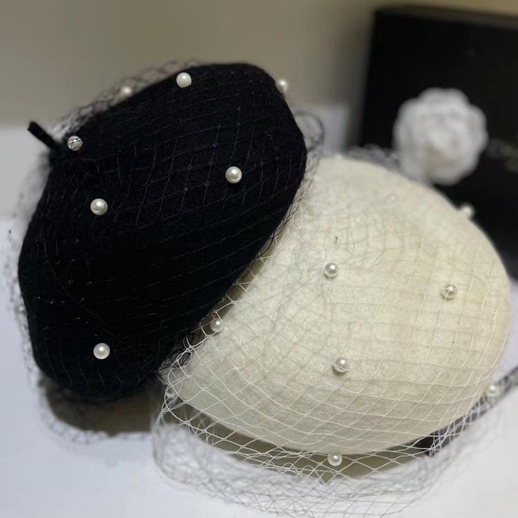 Mũ nồi Beret chuẩn mũ Dạ/Mũ bánh tiêu phủ lưới đính hạt sang chảnh [HÀNG LOẠI I CÓ SẴN]