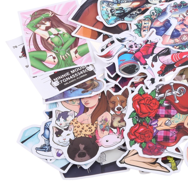 Bộ 100 Miếng Dán Trang Trí Vali Du Lịch / Xe Đẩy Em Bé Họa Tiết Graffiti Dễ Thương