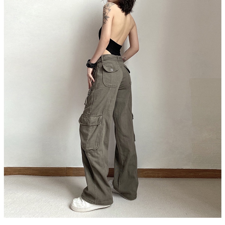 Quần Dài Ống Rộng Mỏng Ba Chiều Có Túi Thời Trang Cá Tính Cho Nữ