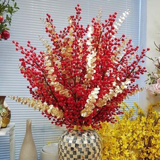Hoa nhựa giả - Cành đào đông tài lộc - 1 cành cao 95 cm gồm 12 nhánh đẹp loại 1 - Hoa decor trang trí ngày Tết