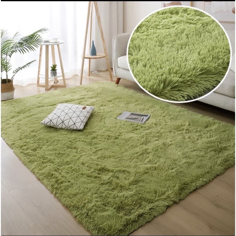 Thảm lông trải sàn phòng ngủ loại lông dày nhập khẩu kích thước 1m6x2m mặt dưới có lớp chống trượt lông dày 4cm