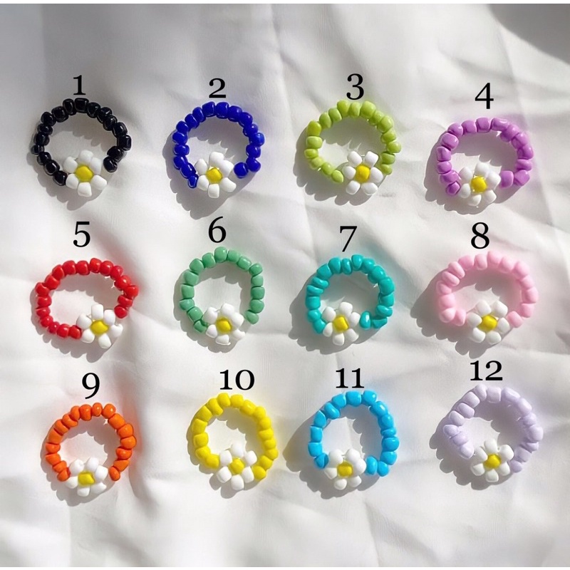Nhẫn Hạt Cườm Hoa Màu Pastel Baby Dễ Thương