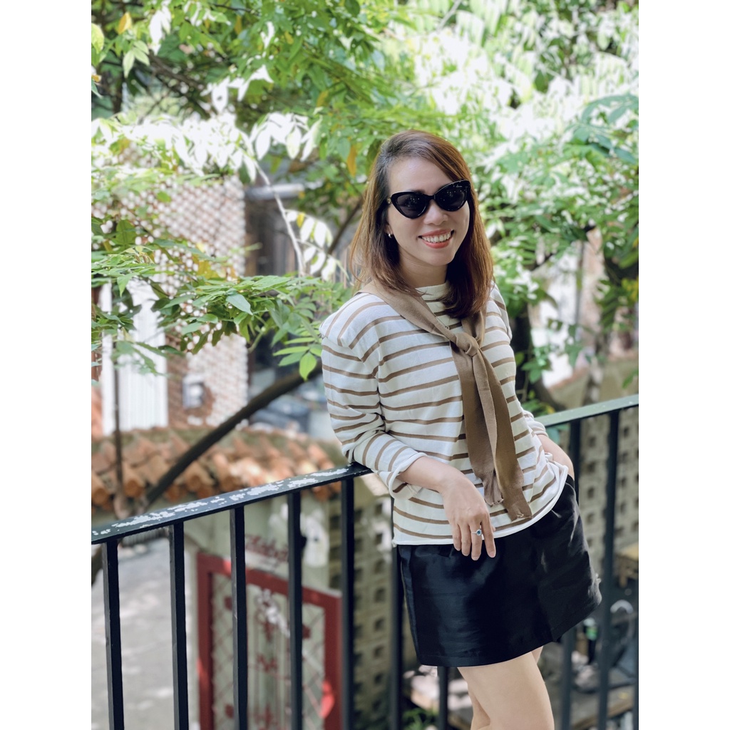 Áo Dệt len tay dài TẶNG KÈM Khăn quàng cổ có thể tháo rời. Áo thun basic Mongtoghi vừa vặn, thoáng mát, form rộng