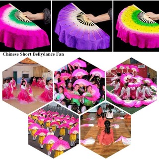 LZEEM Quạt Múa Bụng Bằng Lụa Rayon Dài 40cm