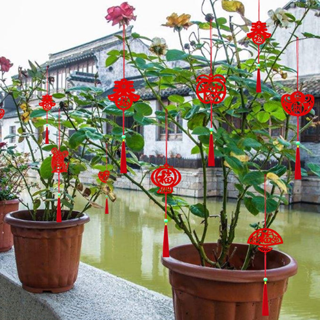 Set 10 Mặt Dây Chuyền Mềm Mini Cầm Tay Treo Biểu Tượng Trung Hoa Trang Trí Tiệc Năm Mới