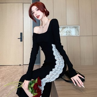 Đầm Sweater Phối Ren Kiểu Dáng Trẻ Trung Quyến Rũ Cho Nữ