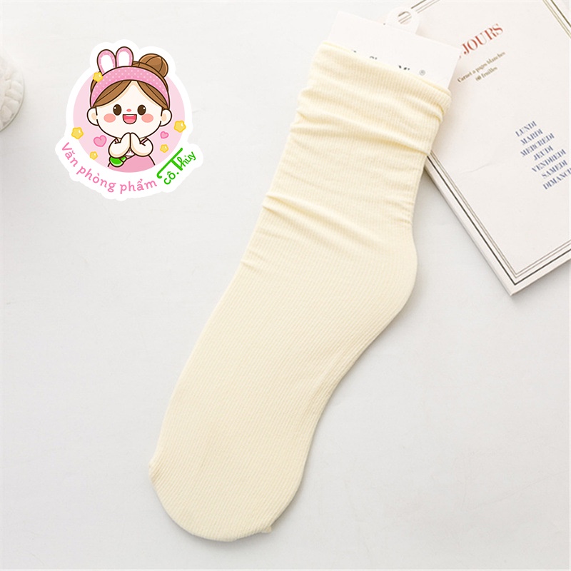 Tất cao cổ chất mỏng cao cấp hoạ tiết sắc màu cổ nhún