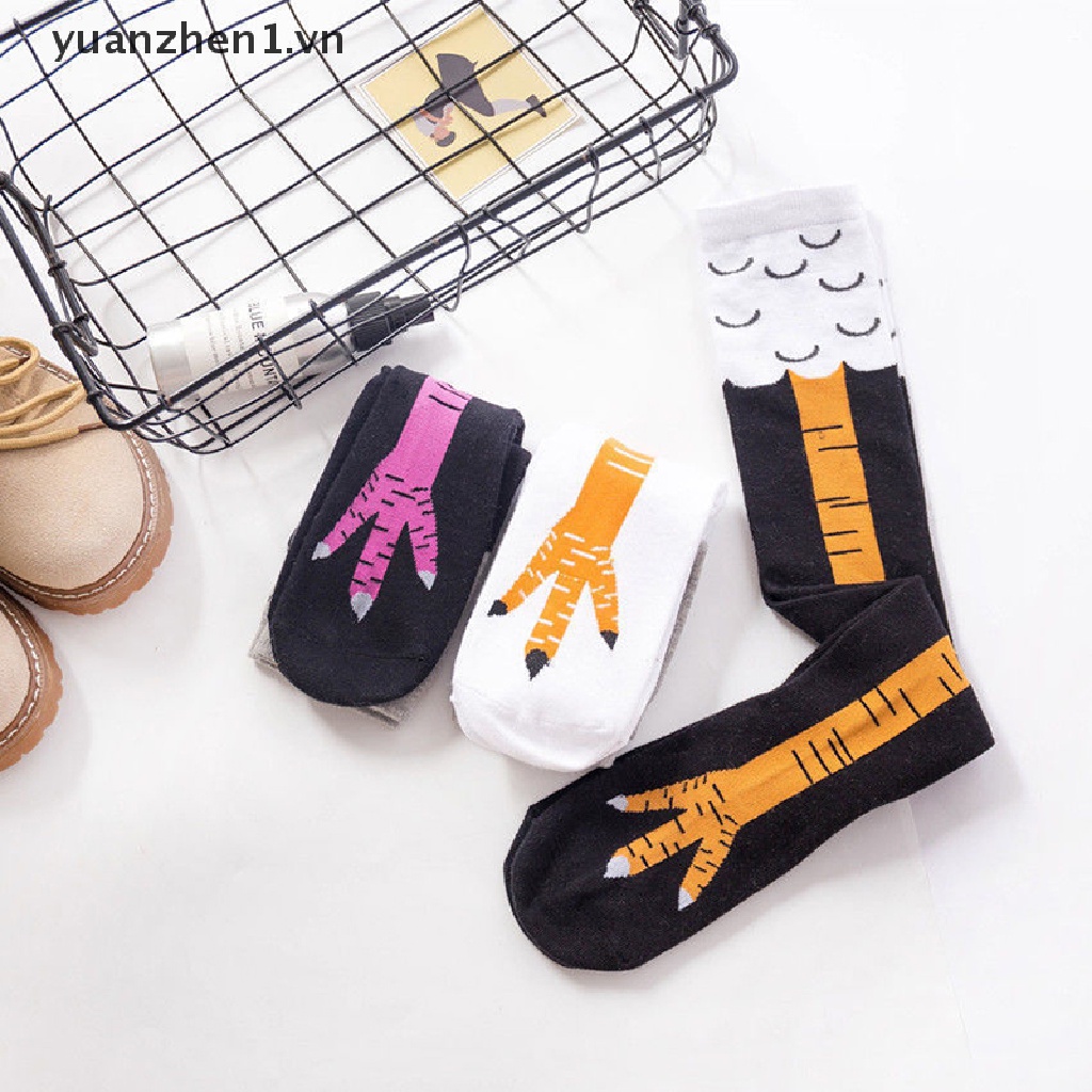 Vớ Mỏng Dài Qua Gối In Hình Bàn Chân Gà Vui Nhộn Cá Tính Cho Nữ