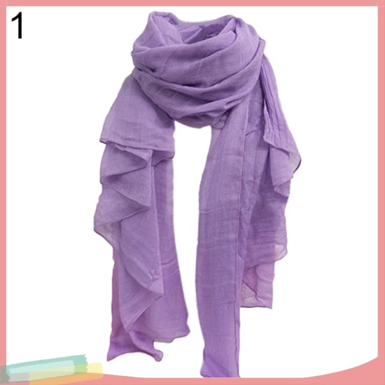 Khăn quàng cổ dài chất liệu vải cotton linen màu trơn thời trang dành cho nữ