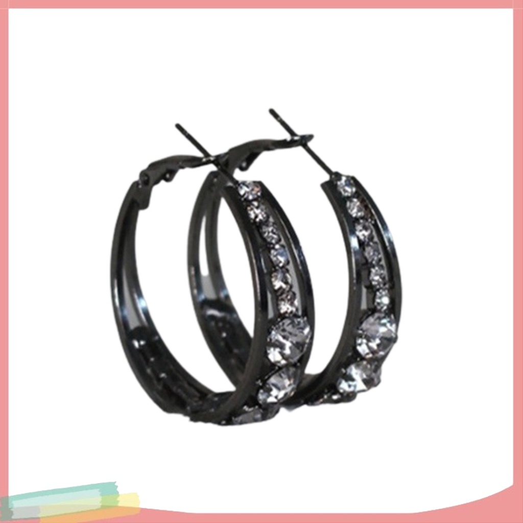 Đôi khuyên tai vòng tròn đính kim cương giả thời trang cho nữ