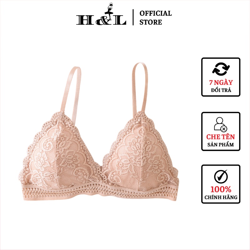 Áo bra nữ 2 dây ren hoa , mút mỏng cài sau siêu mềm mịn, thoáng mát co dãn HLBOUTIQUE B904
