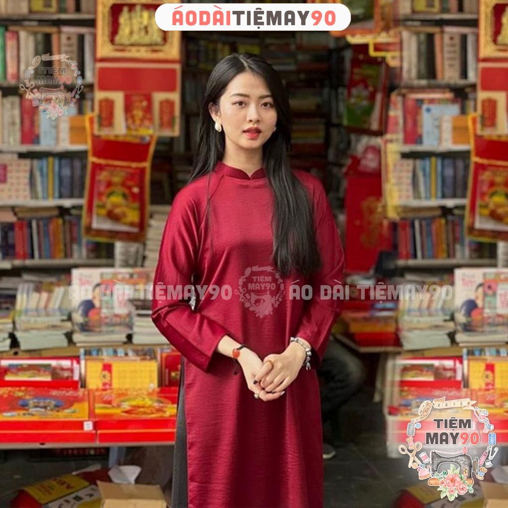 Áo Dài Truyền Thống Cách Tân Nữ Dáng Suông Xưa Xuông Rộng Dễ Mặc Che Khuyết Điểm Chụp Hình Lễ Tết Đẹp
