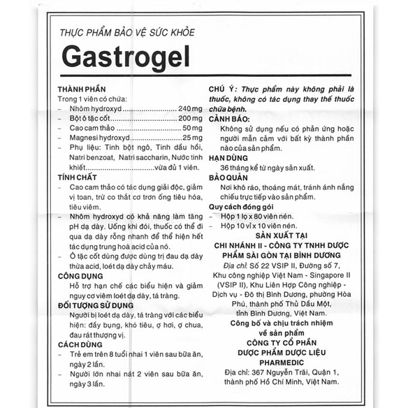 GASTROGEL viên nhai giảm đau nhanh cho dạ dày, tá tràng