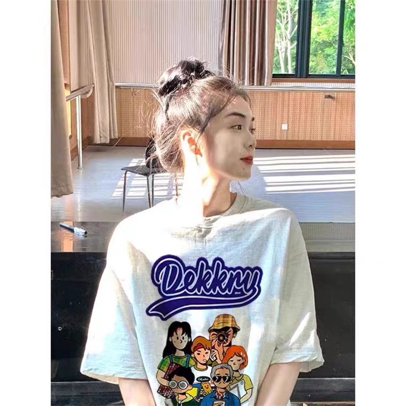 Áo Thun Tay Ngắn Cổ Tròn Chất Liệu 100% cotton In Hoạ Tiết Hoạt Hình Thời Trang 2023 Dành Cho Nữ