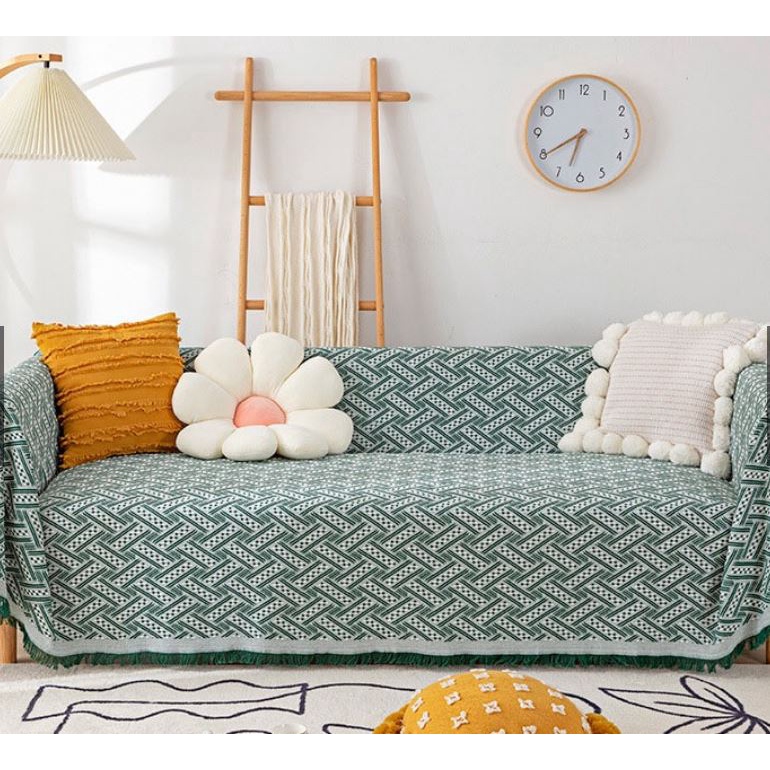 H4_Phủ sofa/Thảm trải sofa/thảm trải sàn vải Sợi Cotton & Lanh Morandi