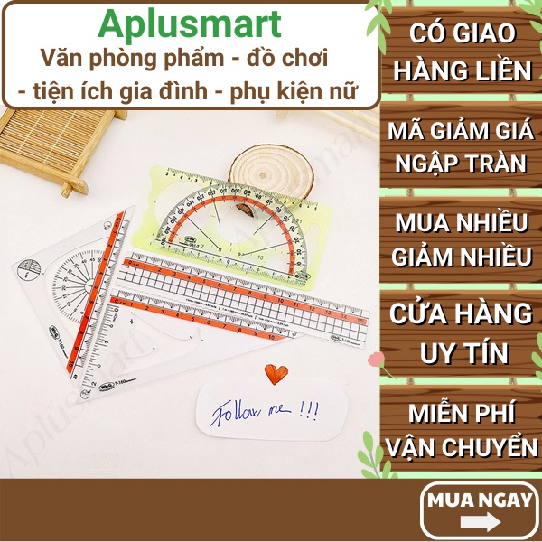 Combo 5 cây thước kỹ thuật ( bộ 5 thước ) 📏📐 FREESHIP 🚛 Bộ thước kẻ học sinh - Aplusmart