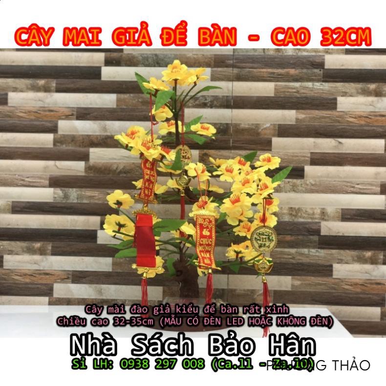 Cây mài đào giả kiểu để bàn rất xinh-Chiều cao 32-35cm (MẪU CÓ ĐÈN LED HOẶC KHÔNG ĐÈN) [𝗩𝗣𝗣 𝗣𝗛𝗨̛𝗢̛𝗡𝗚 𝗧𝗛𝗔̉𝗢]