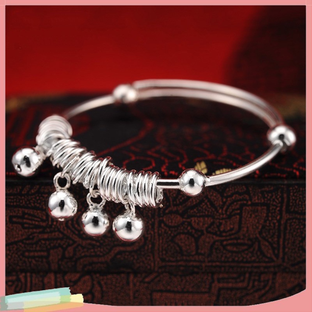 Lắc chân mạ bạc đính chuông xinh xắn cho bé