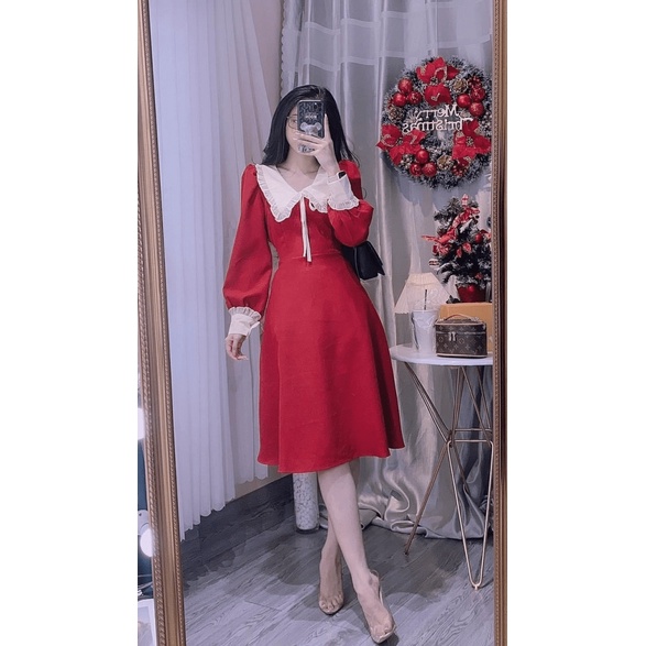 SALE SẬP SÀN - ĐẦM COTTON LẠNH CỔ SEN TAY DÀI LÀM SAY MÊ CRUSH UP SHOP HHP