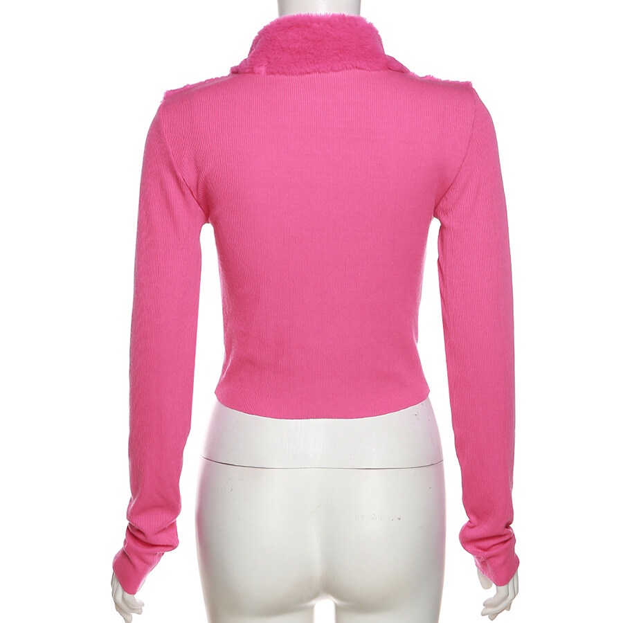 Áo khoác croptop WEIRD PUSS tay dài có khóa kéo phong cách Châu Âu thời trang dành cho nữ