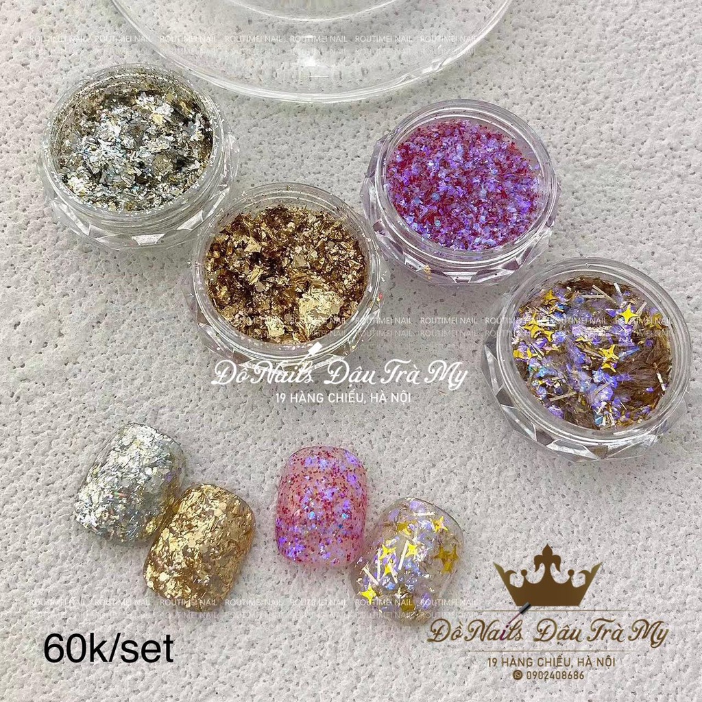 Phụ kiện nail - Set nhũ mix 4 màu N242 nail siêu sáng