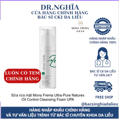 Sữa rửa mặt giảm dầu nhờn Ultra-Pure Naturex Oil Control Cleansing Foam Mona Frema 150ml xanh
