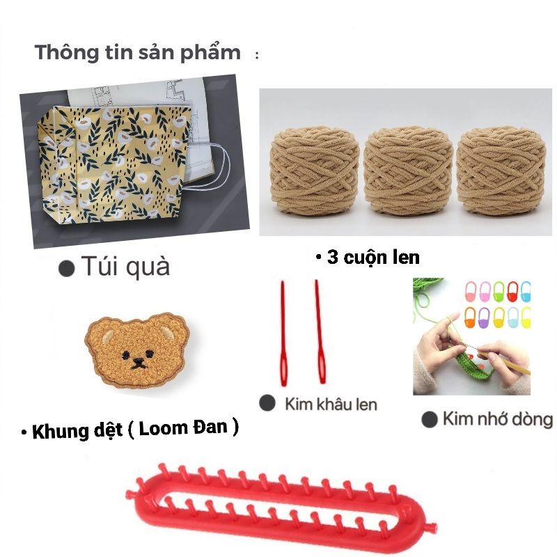 [Có video hướng dẫn] Set Đan khăn Len Bông Sữa choàng cổ Tự đan