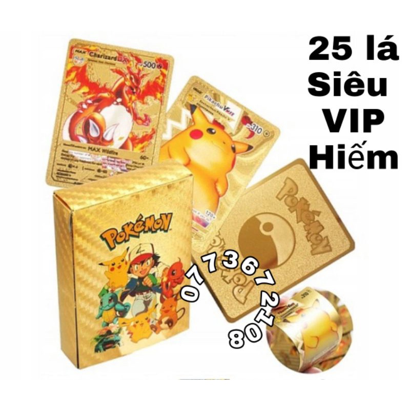 Golden card , Thẻ bài pokemon mạ vàng phiên bản 2024 siêu hiếm VIP - GX - V max ( 27 lá )