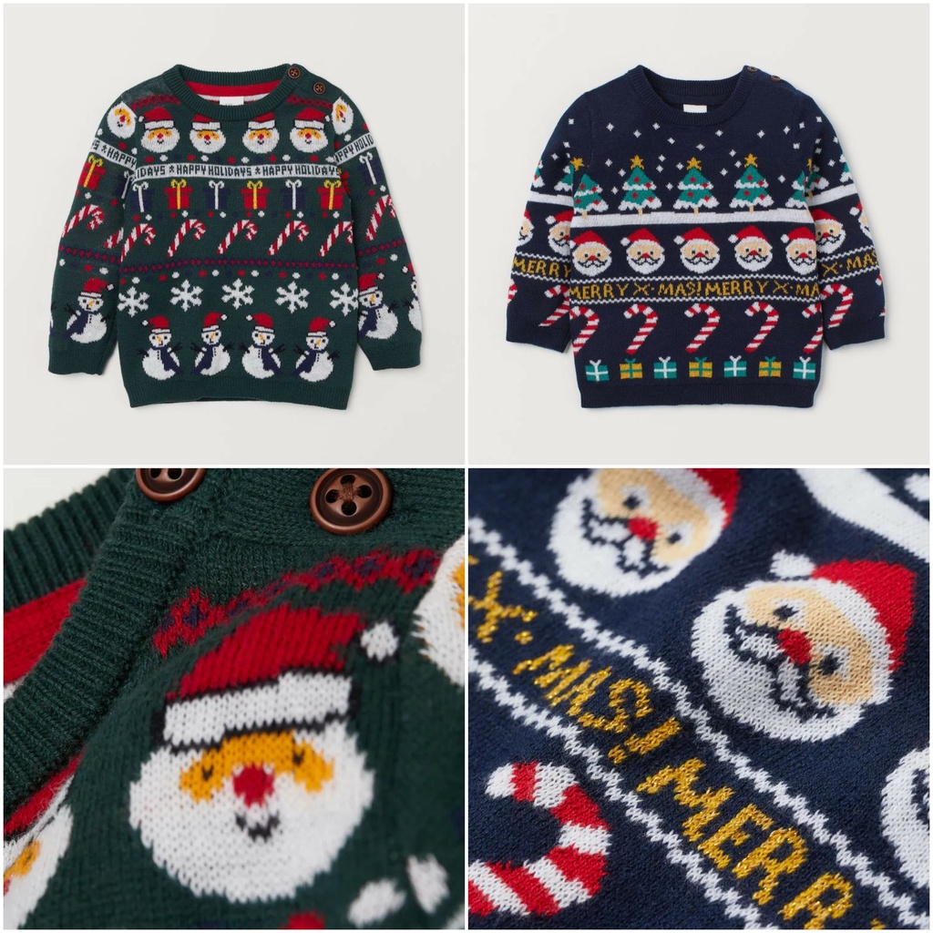 Áo len xanh green noel HM H&M_hàng chính hãng Anh